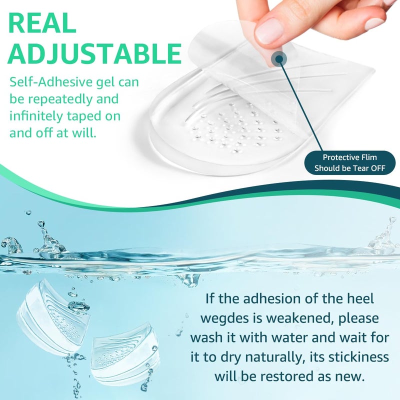 Skyfoot 3 Layers Adjustable Heel Wedge Inserts for Supination & Pronation Correction  Adhesive Medial & Lateral Heel Insoles for Bow Legs  Knee Pain  Foot Alignment (L: W 7-11  M 7-10  Crystal) - Image 3